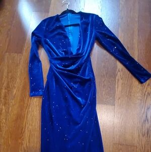 Elegant Blue Velvet Dress
